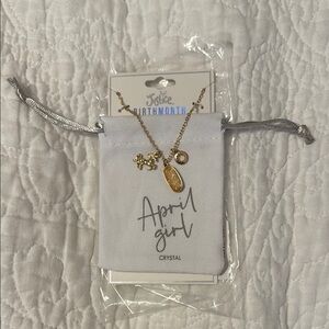 Justice Gold and Crystal April Necklace